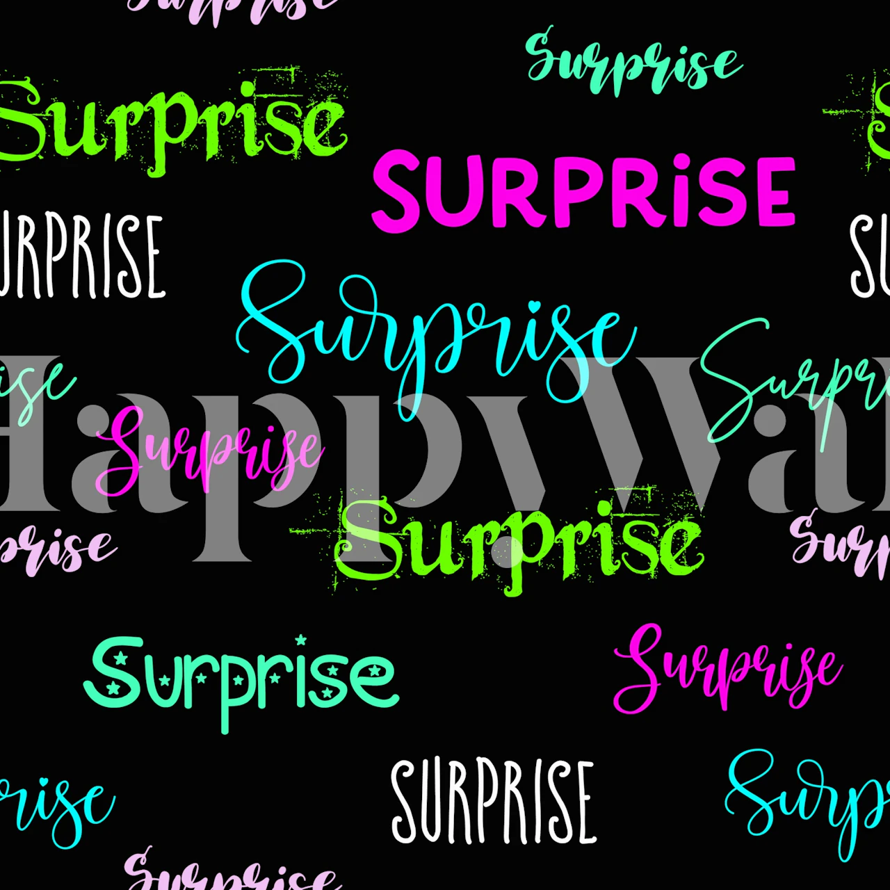 Neon Surprise Typography tapetti huoneessa