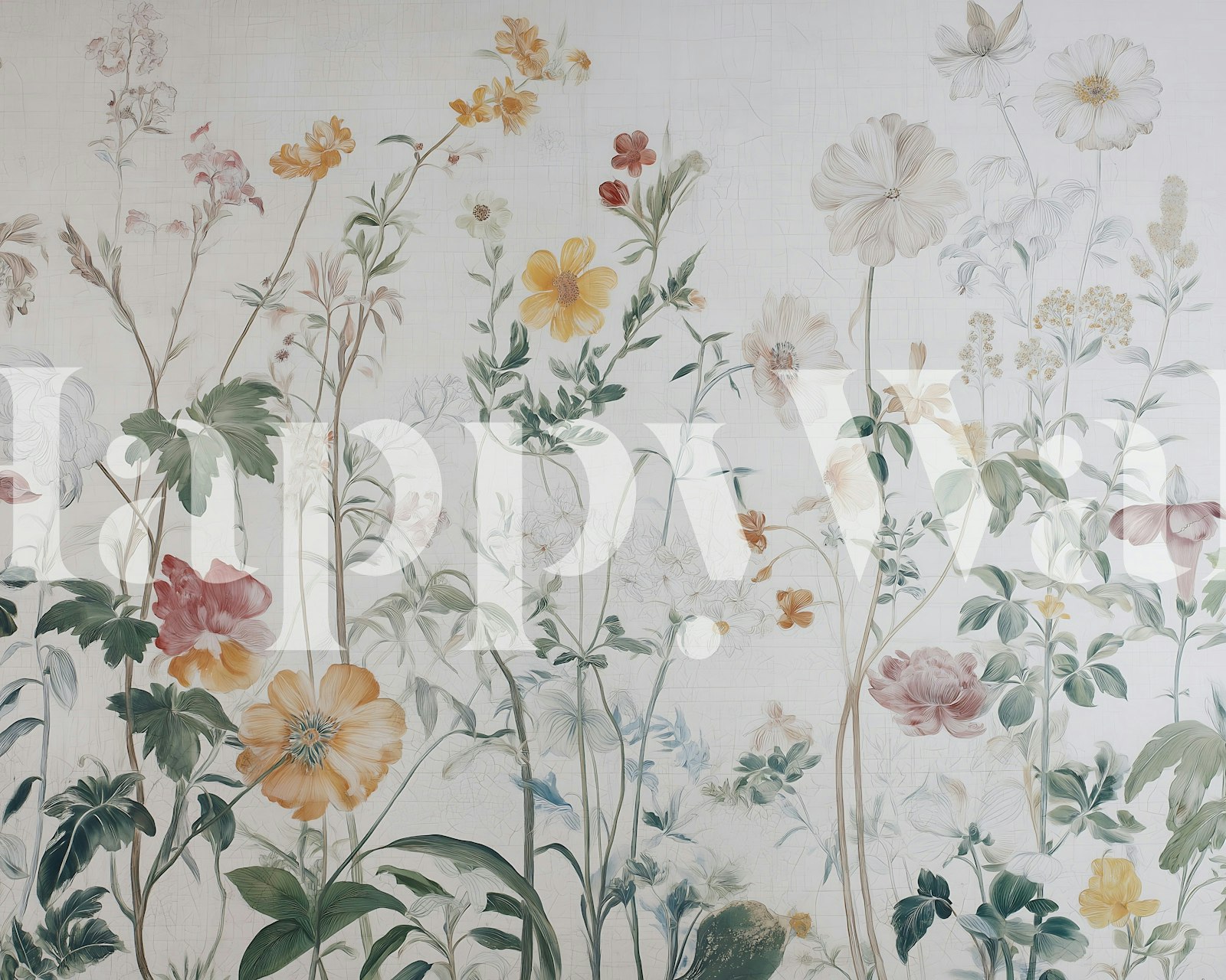 Soft Botanical Meadow wallpaper in a room