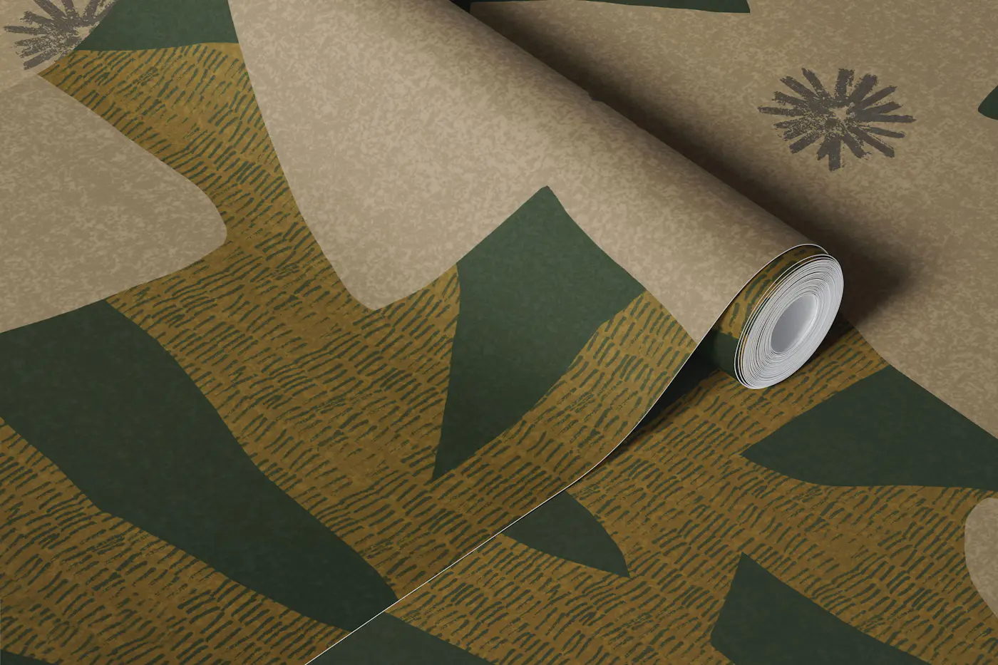 Mid Century Large Flower Silhouettes wallpaper roll