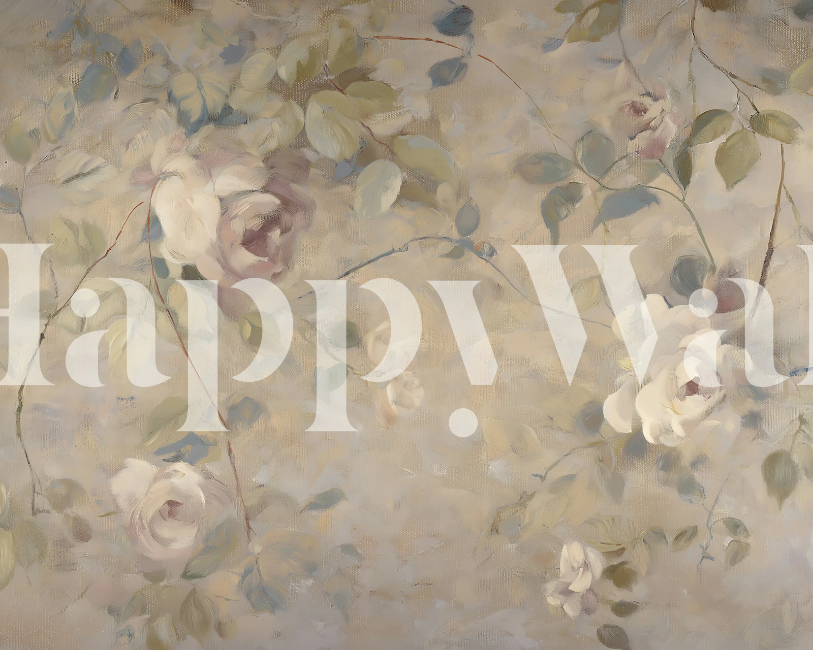 Soft Blush Roses behang in een elegante kamer