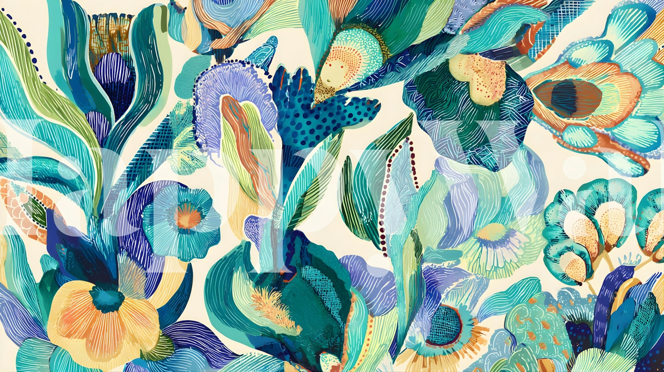 Papel pintado floral Oakland Summer en una habitación