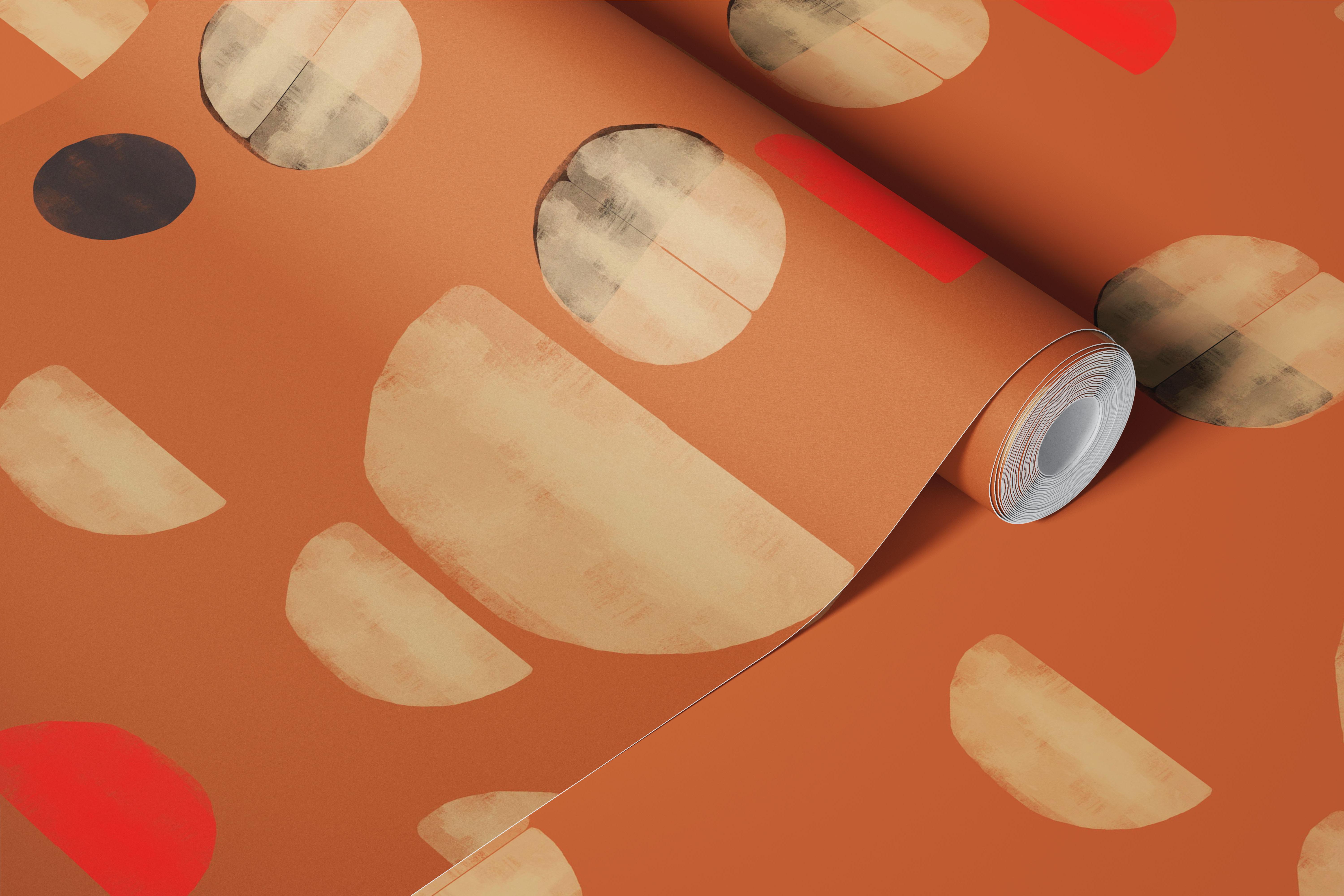 Boho terracotta wallpaper in a modern room