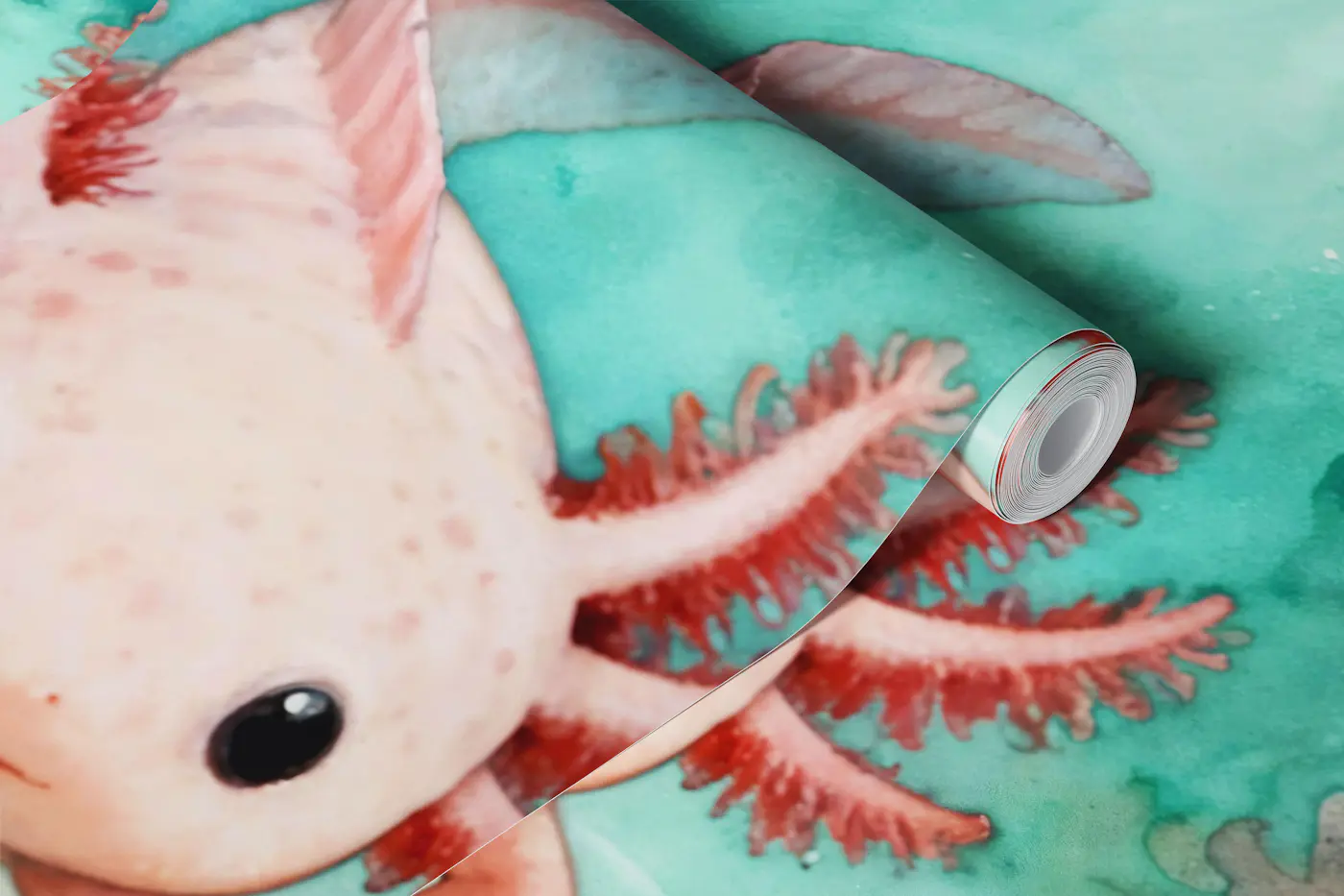 Cute Axolotl Coral Reef wallpaper roll