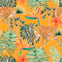 Exotic Leopard Garden yellow wallpaper