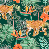 Exotic Leopard Garden green wallpaper