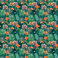 Tropical Toucan Garden green wallpaper