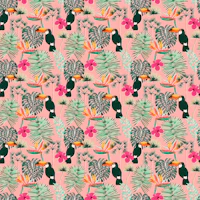Tropical Toucan Garden pink wallpaper
