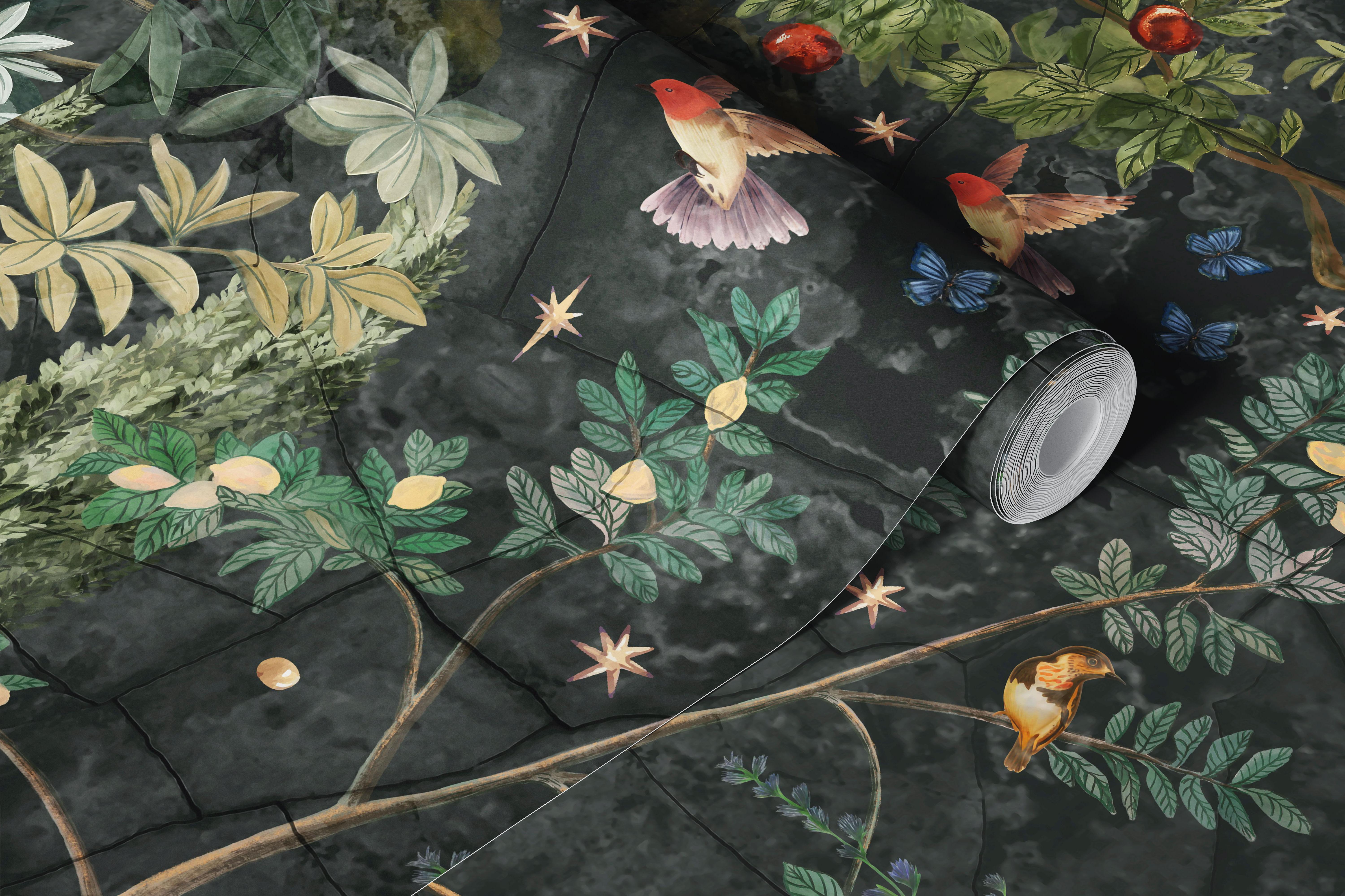 Starry Orchard Dreams wallpaper in a room