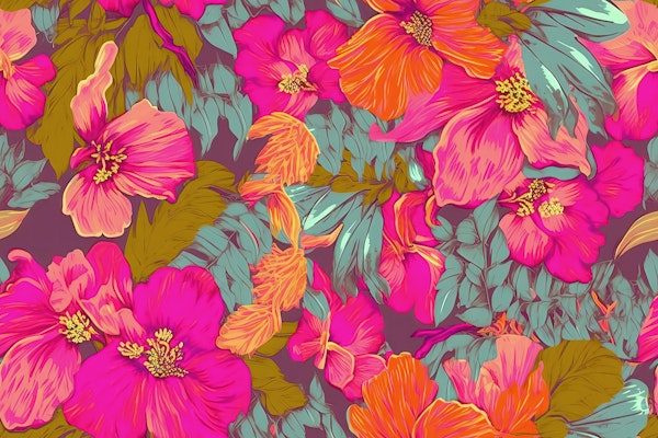 Fluo Pink Flowers - Horizontal Pattern