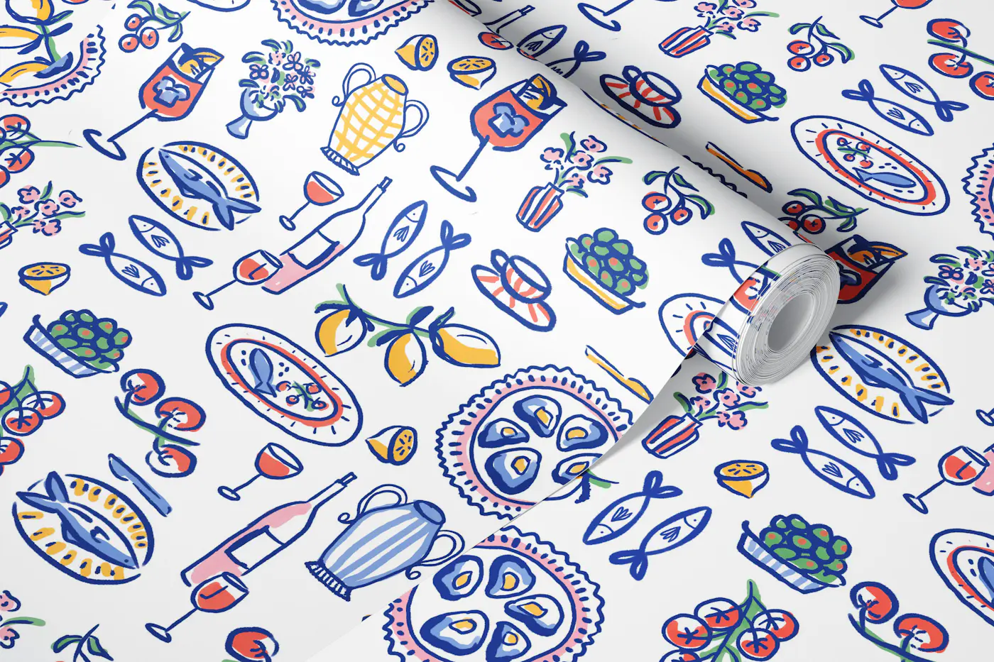 Mediterranean Bistro Table wallpaper roll