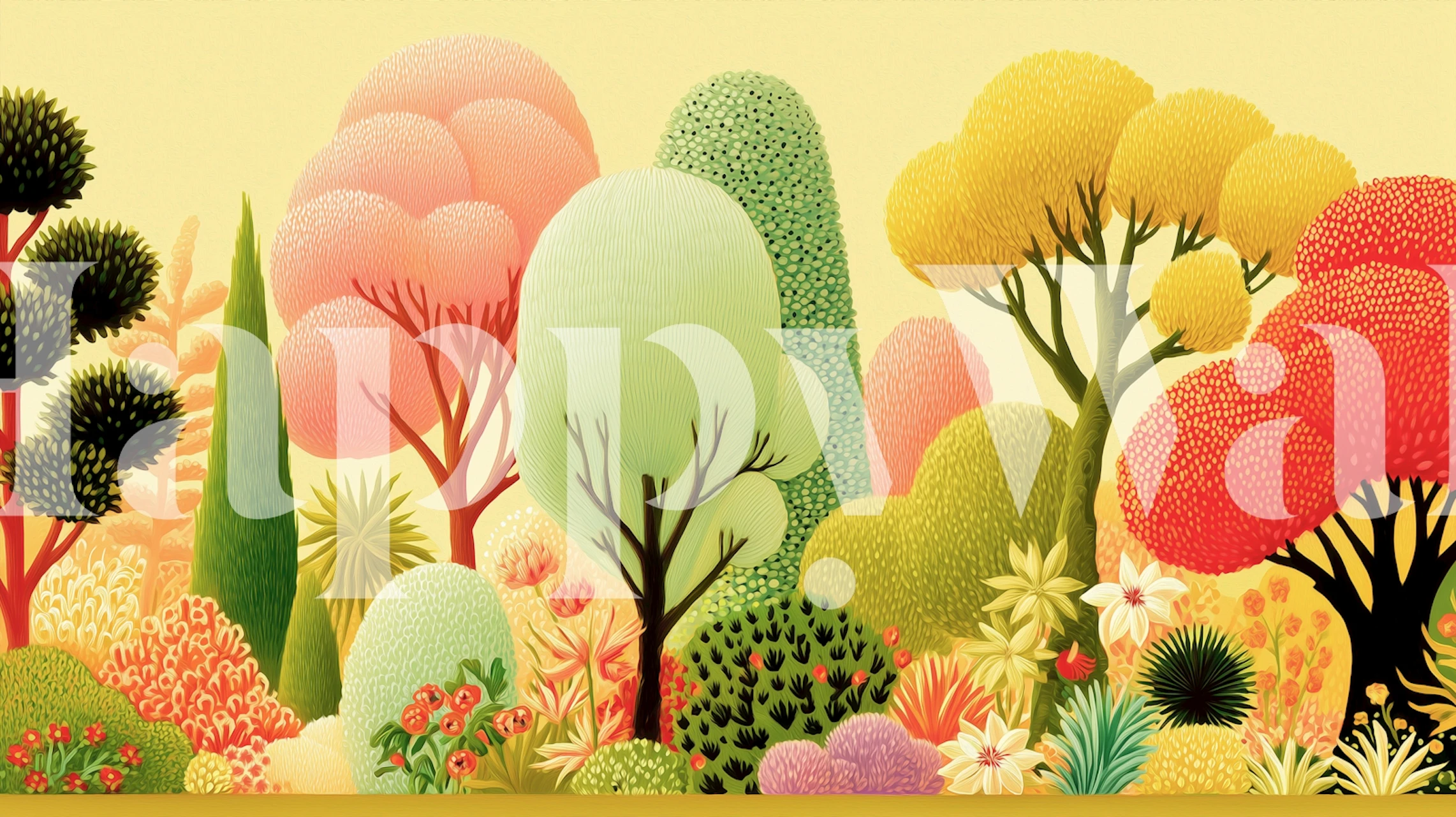 Whimsical Pastel Forest Garden behang in de kamer