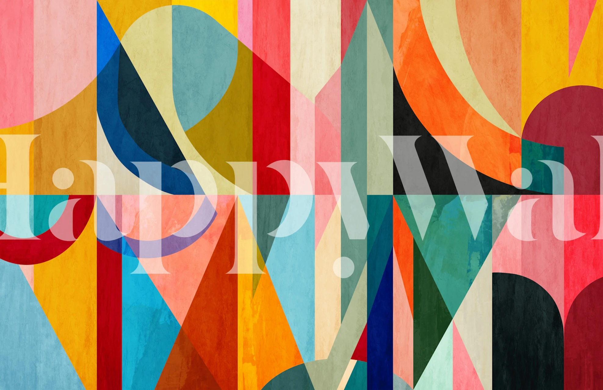 Modern geometric wallpaper design in a room