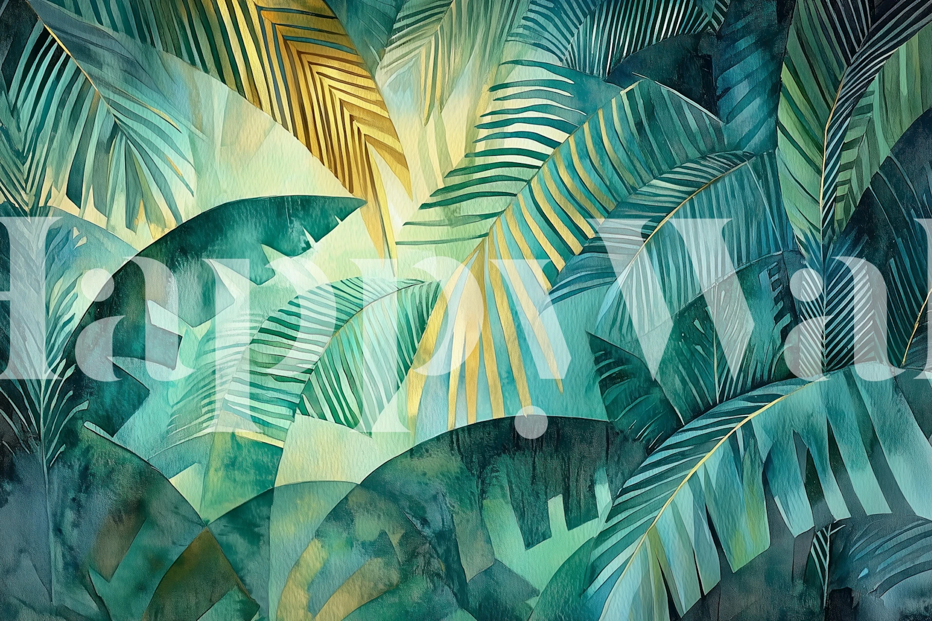 Emerald Jungle Palm Leaves tapet i et rum