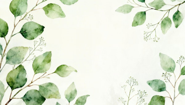 Watercolor Green Leaves Border