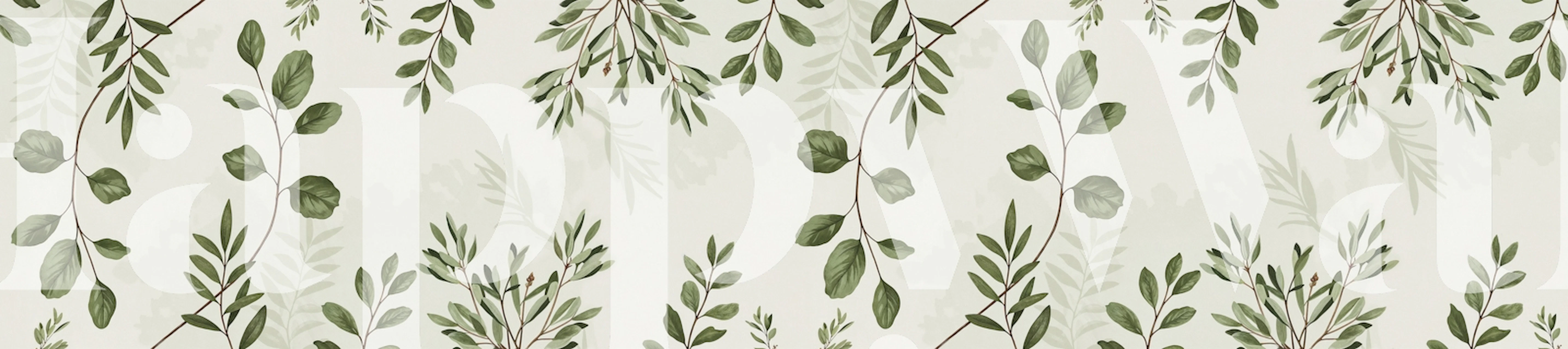 Groene bladeren slinger behang in een kamer