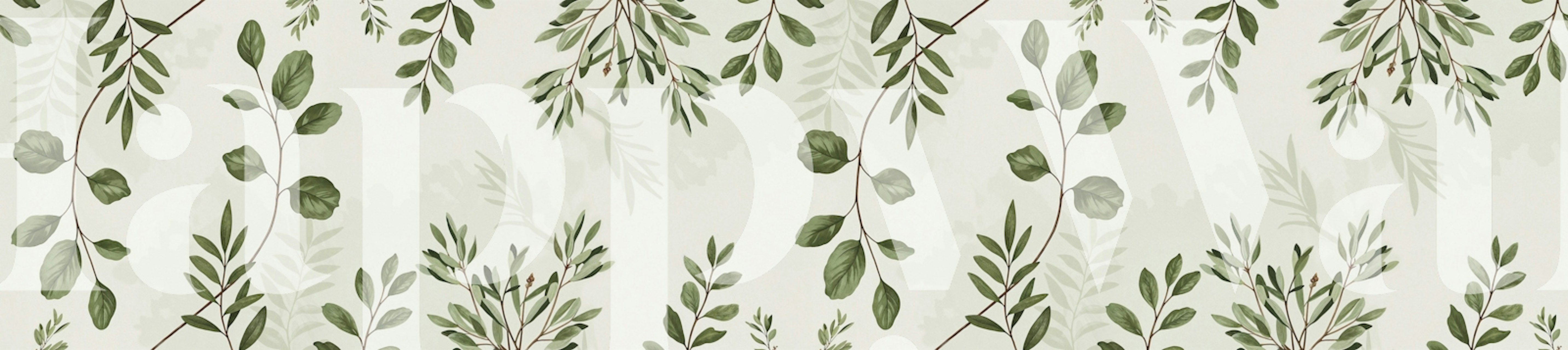 Grønt bladranke tapet i et rum