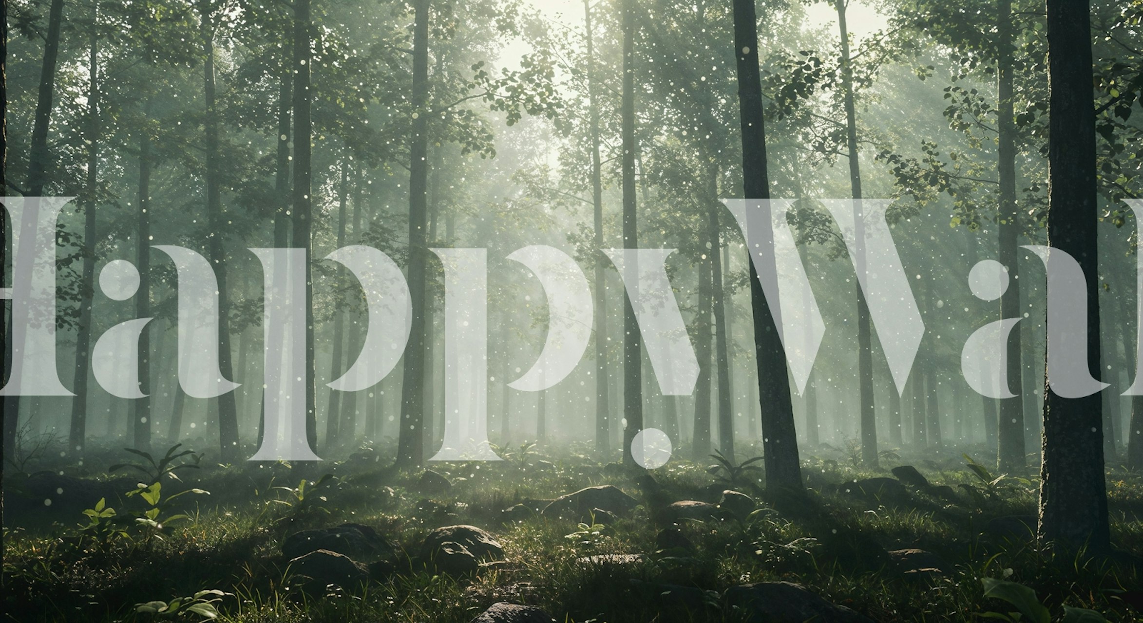 Dreamy Forest Light Beams wallpaper in a room