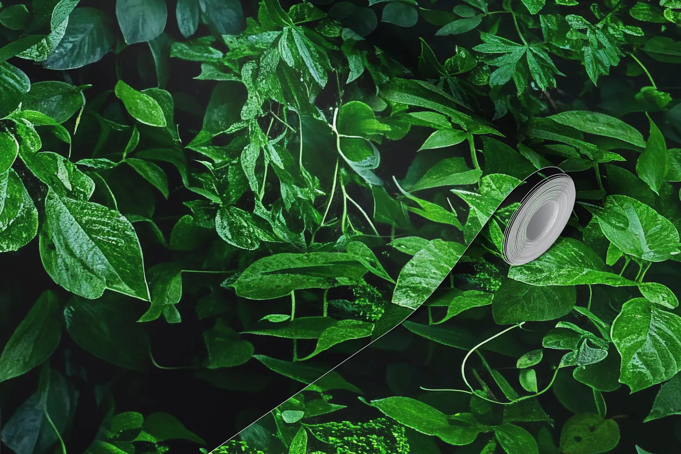 Lush Green Leaf Wall wallpaper roll