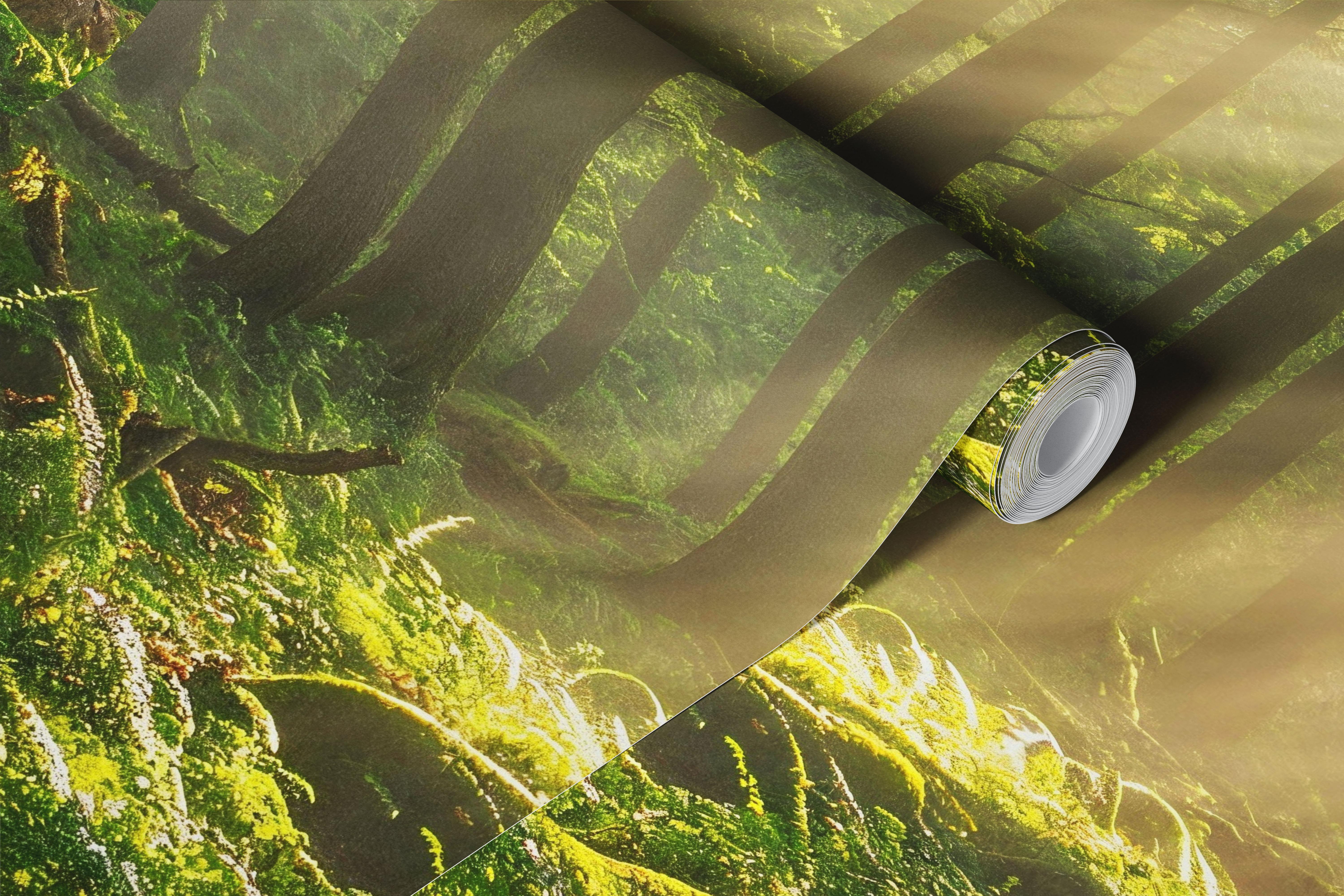 Serene Fern Forest Floor wallpaper in a room