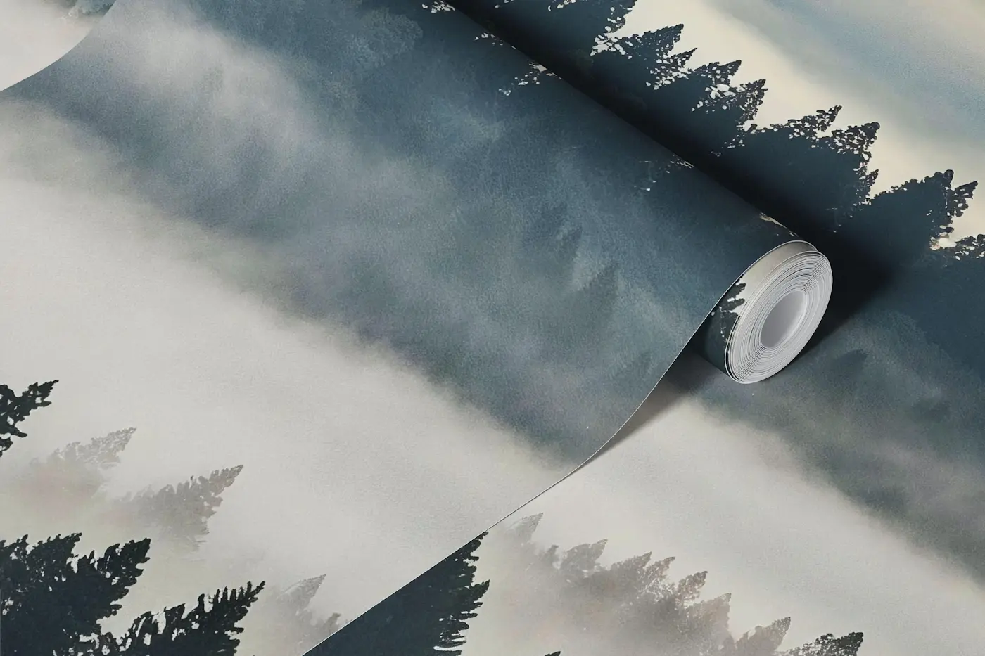 Misty Mountain Pine Forest wallpaper roll