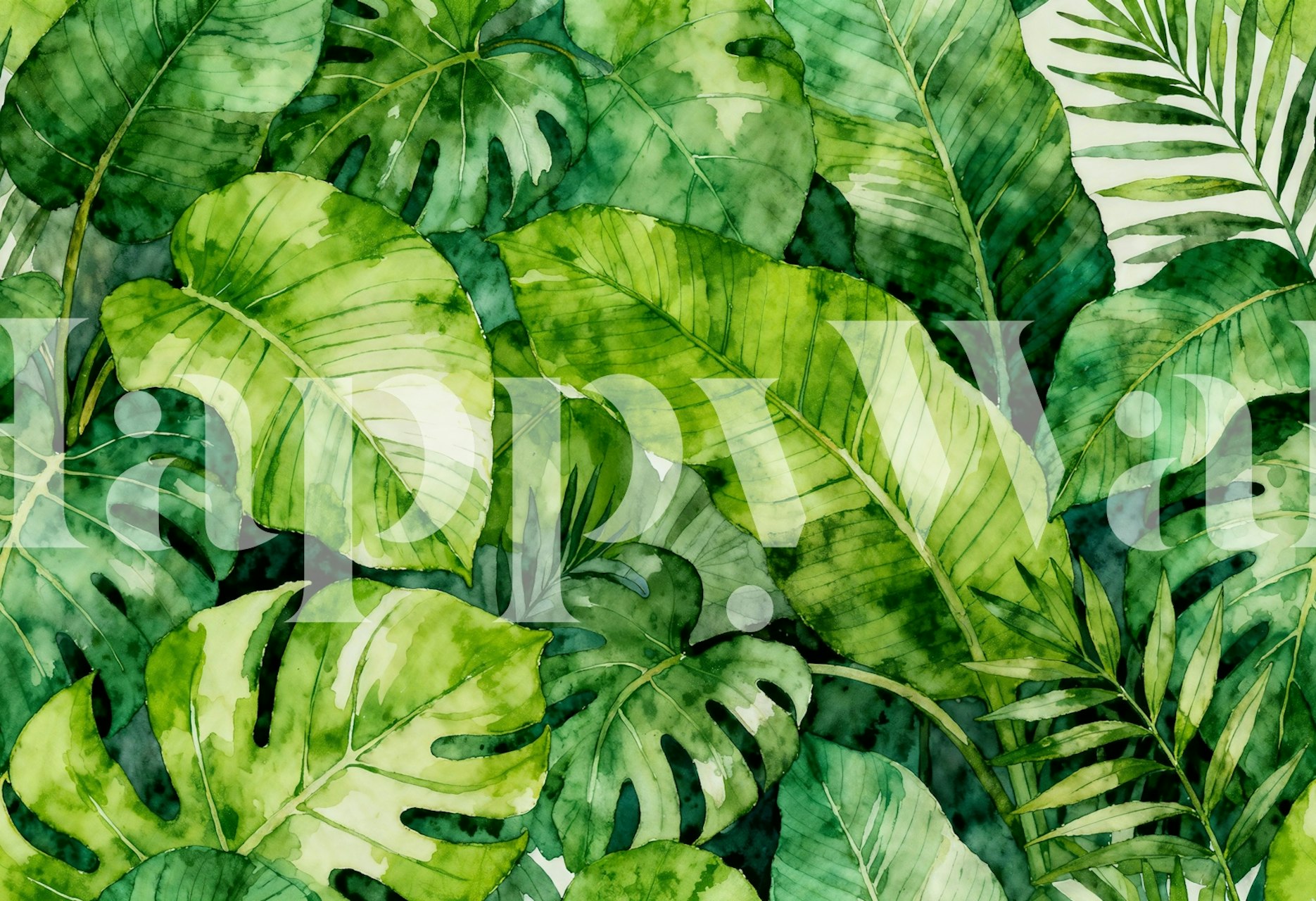 Monstera And Banana Leaf Mix tapet i et rum