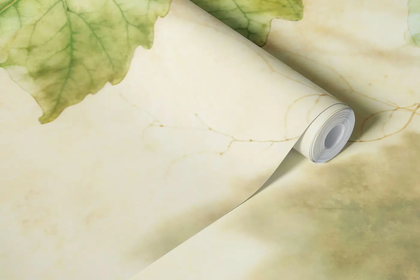 Watercolor Grape Vine Leaves wallpaper roll