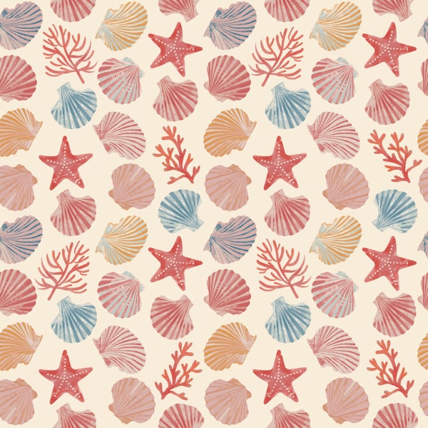 Pastel Seashells and Starfish