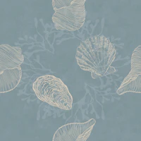 Seashells & Seaweed Dance - Pale Aquamarine wallpaper