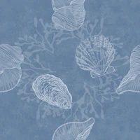 Seashells & Seaweed Dance - Misty Blue wallpaper