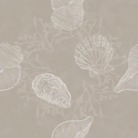 Seashells & Seaweed Dance - Sand Greige wallpaper