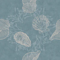 Seashells & Seaweed Dance - Misty Aquamarine wallpaper
