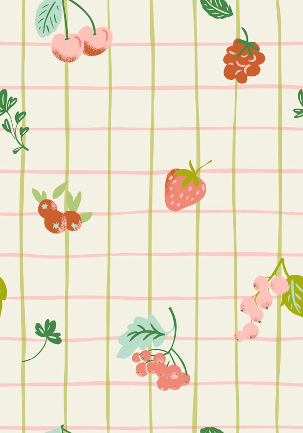 Tossed berry fruits checkered back