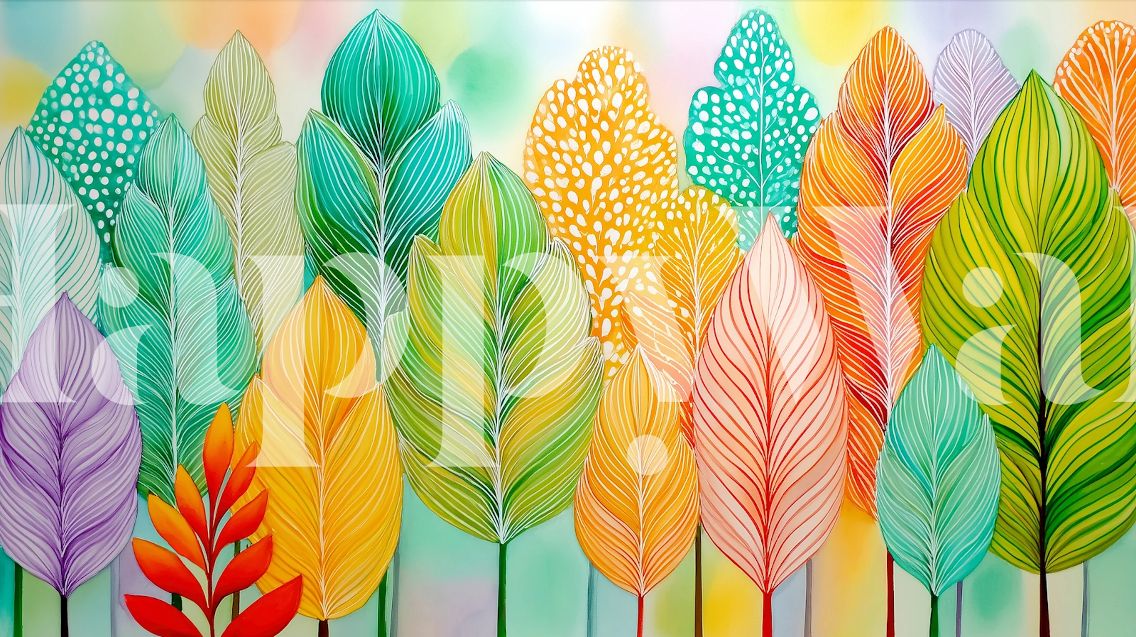 Colorful Leaf Forest tapeta v místnosti