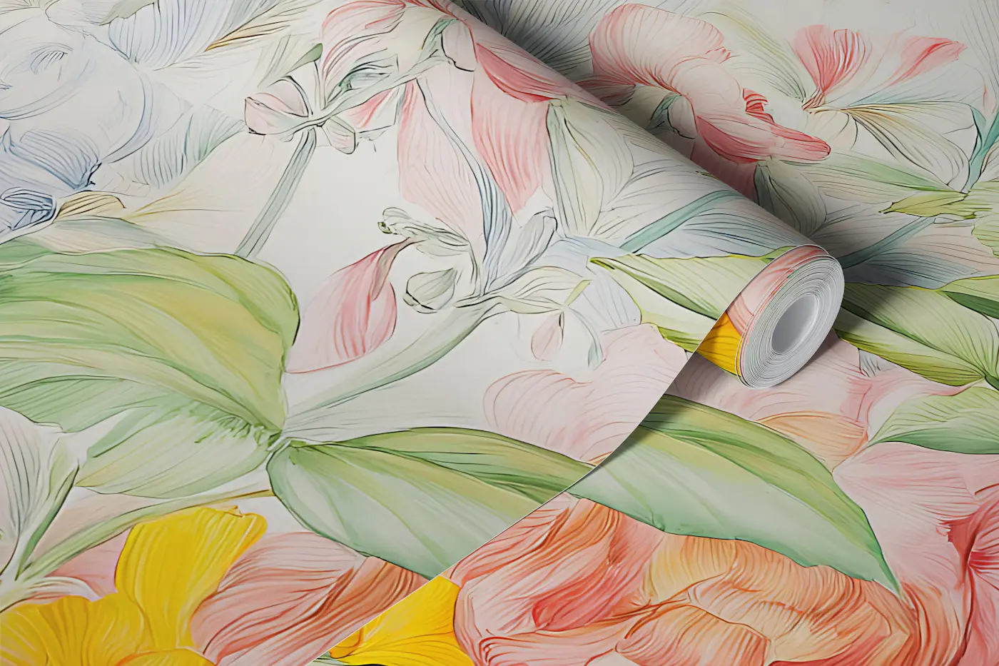 Pastel Peony Garden wallpaper roll