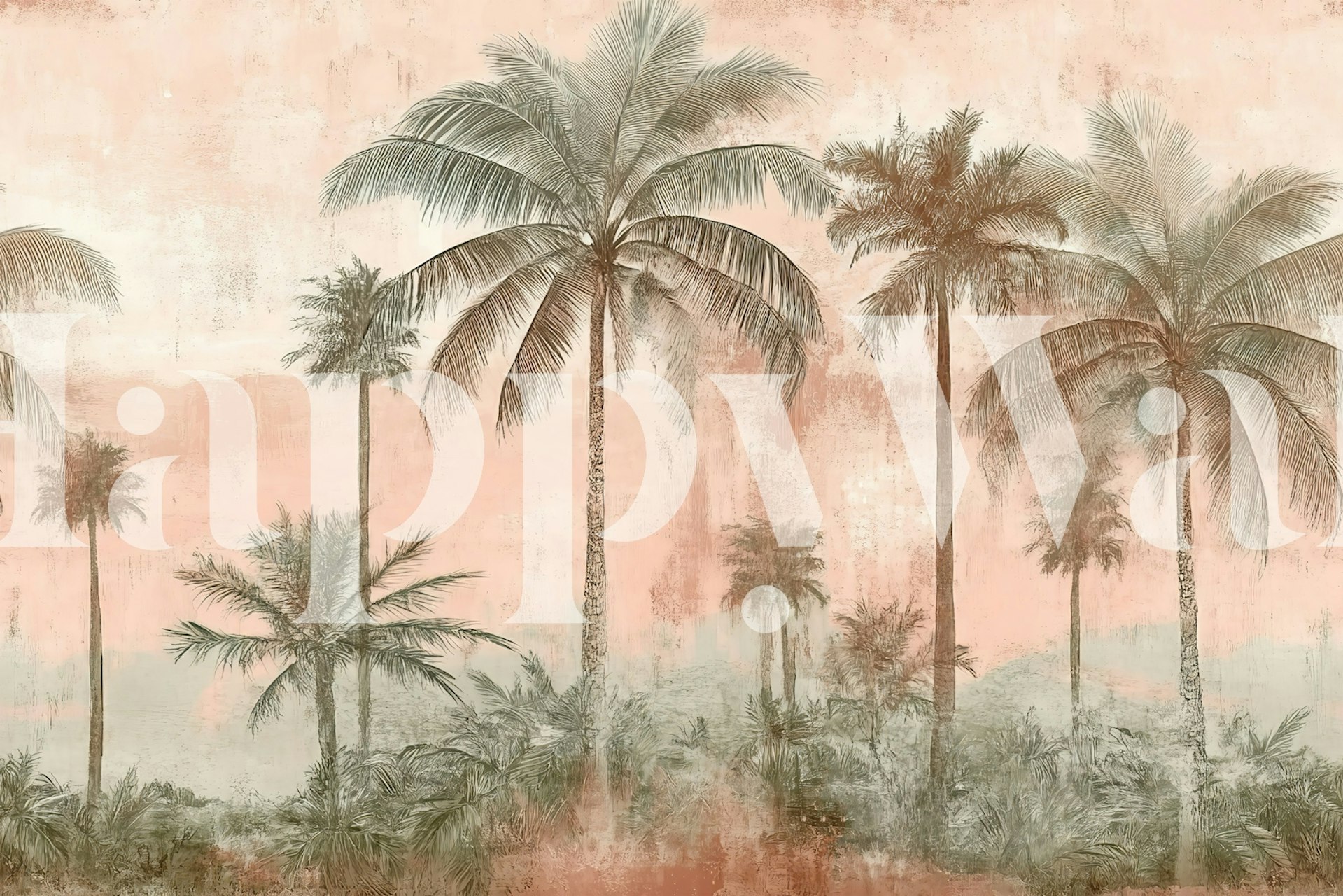 Pink sunset wallpaper with palm trees