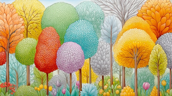 Whimsical Colorful Forest