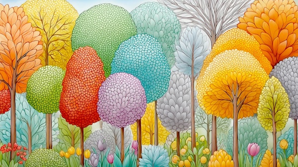 Whimsical Colorful Forest