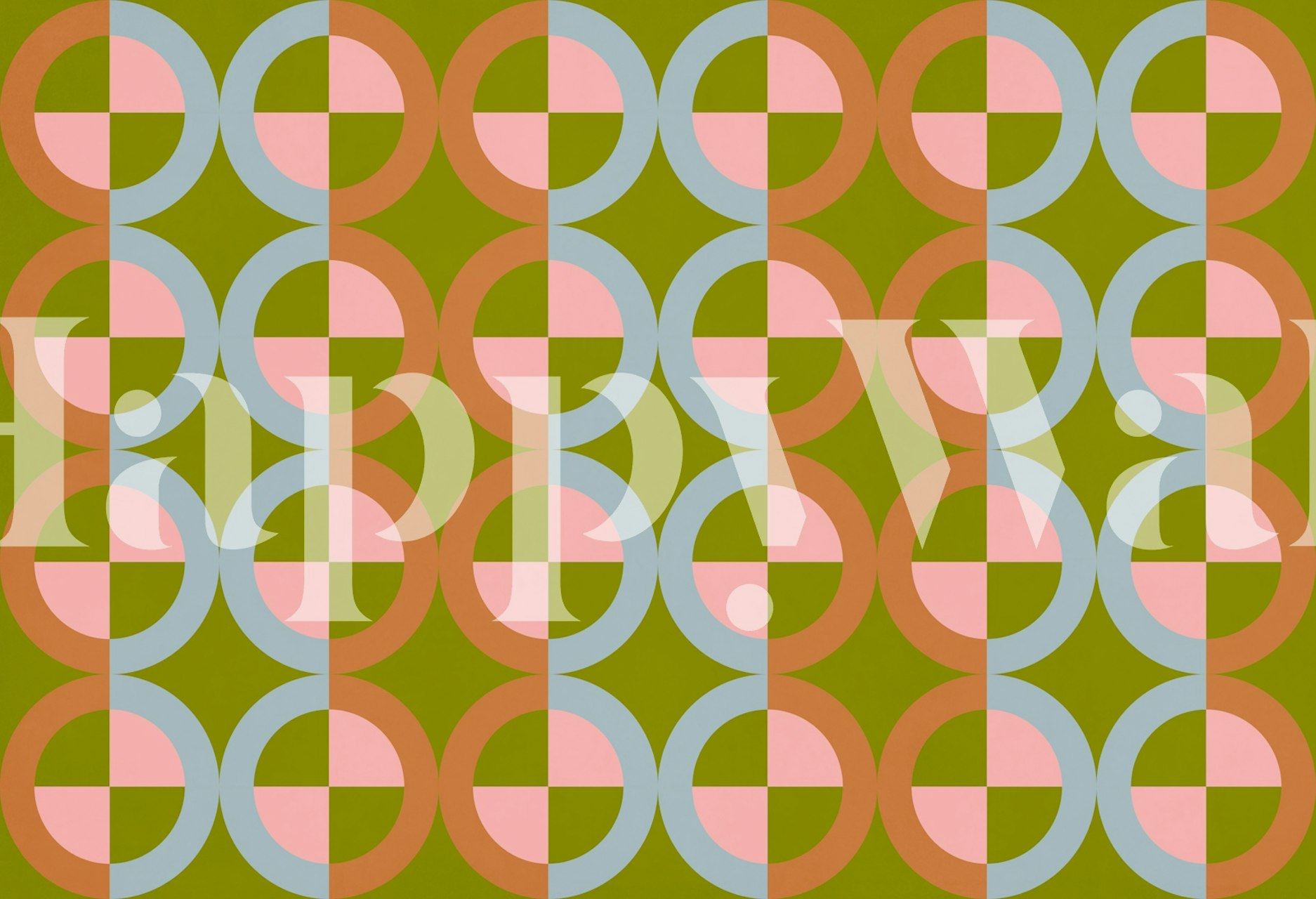 Papel de parede Retro Geometric Circles 2 em um cômodo