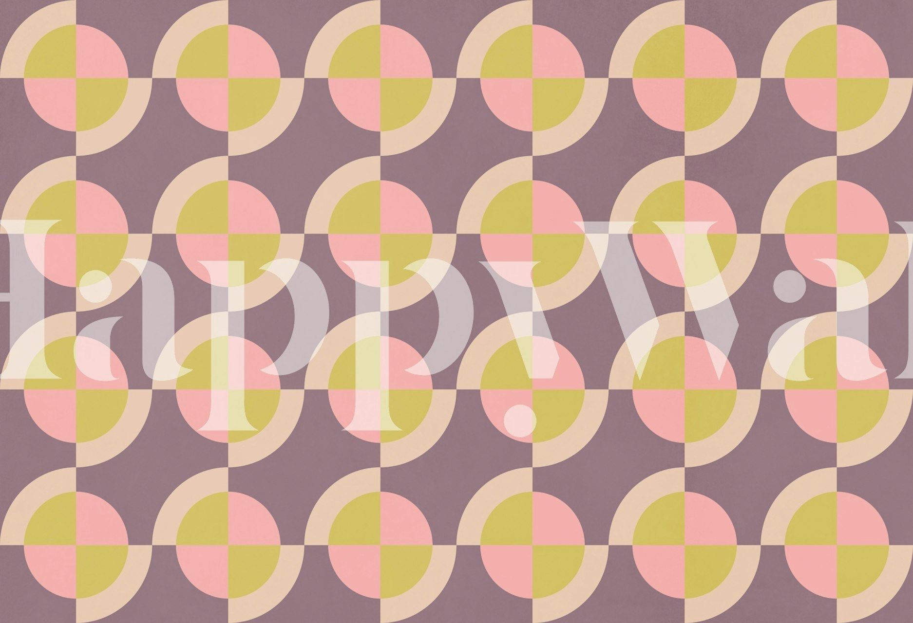 Mid Century Circle Grid carta da parati in una stanza