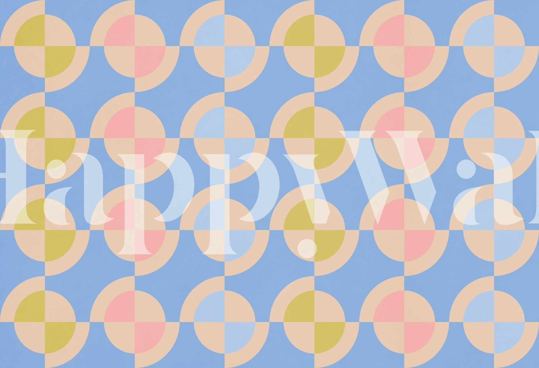 Mid Century Circle Tiles wallpaper in a room