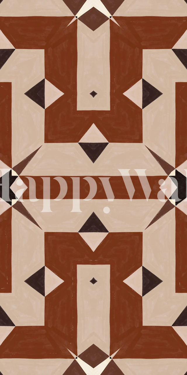 Terracotta Tribal Geometry wallpaper in a room