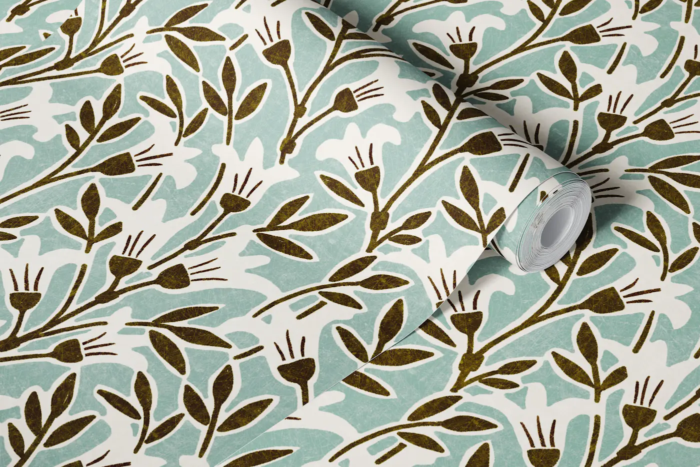 Mirabel - blue and brown wallpaper roll