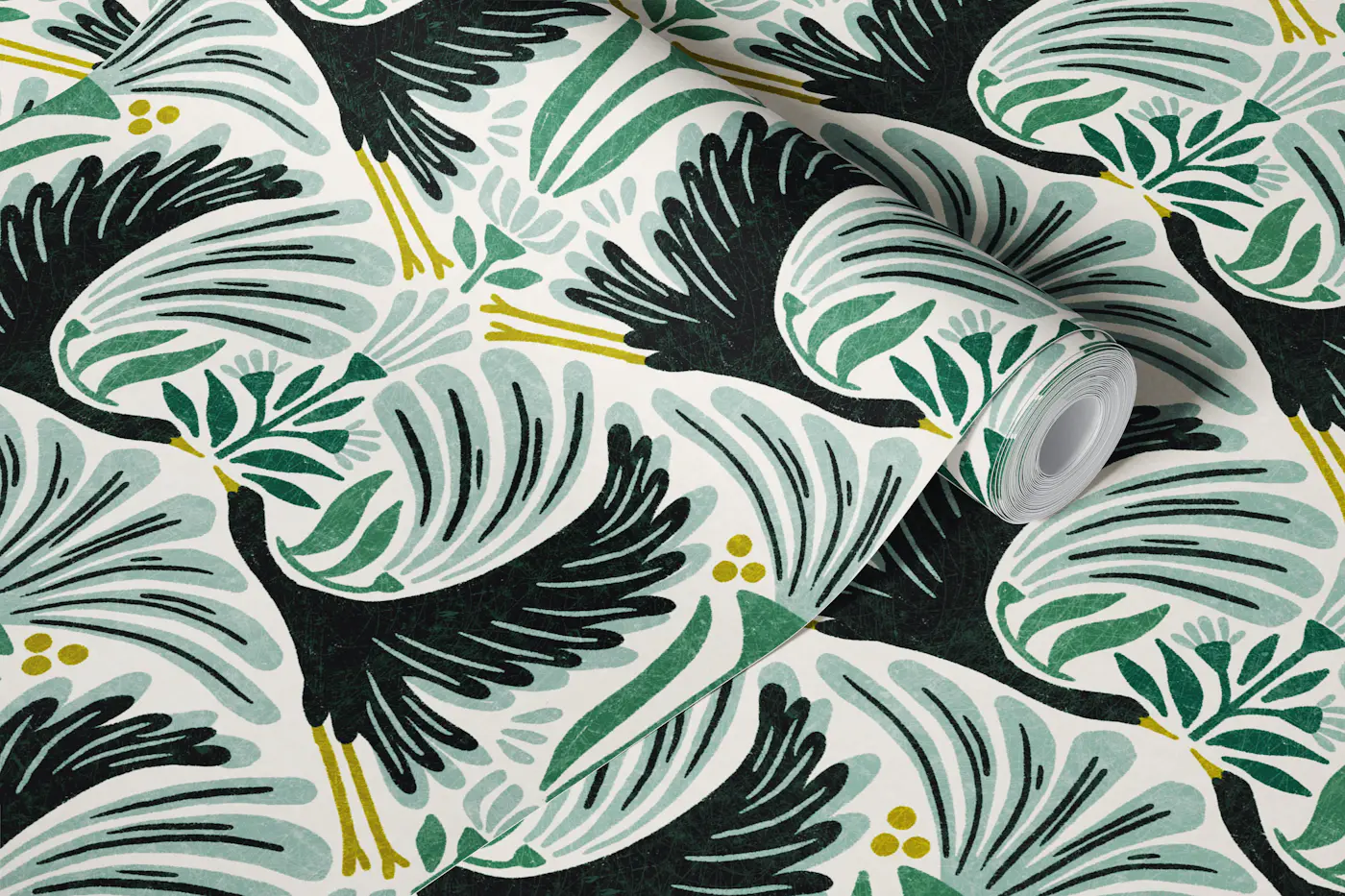 Osanna - beige and black wallpaper roll