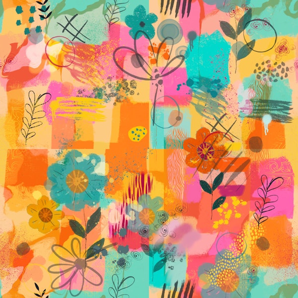 Craft Maximalism Abstract Floral Yellow