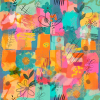 Craft Maximalism Abstract Floral Teal wallpaper