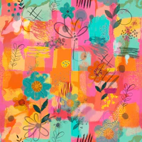 Craft Maximalism Abstract Floral Red wallpaper