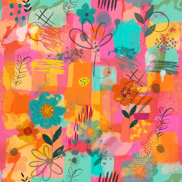 Craft Maximalism Abstract Floral Red