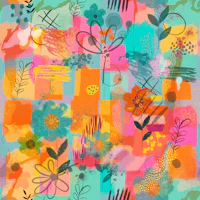 Craft Maximalism Abstract Floral Gray wallpaper