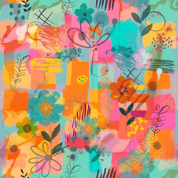 Craft Maximalism Abstract Floral Gray