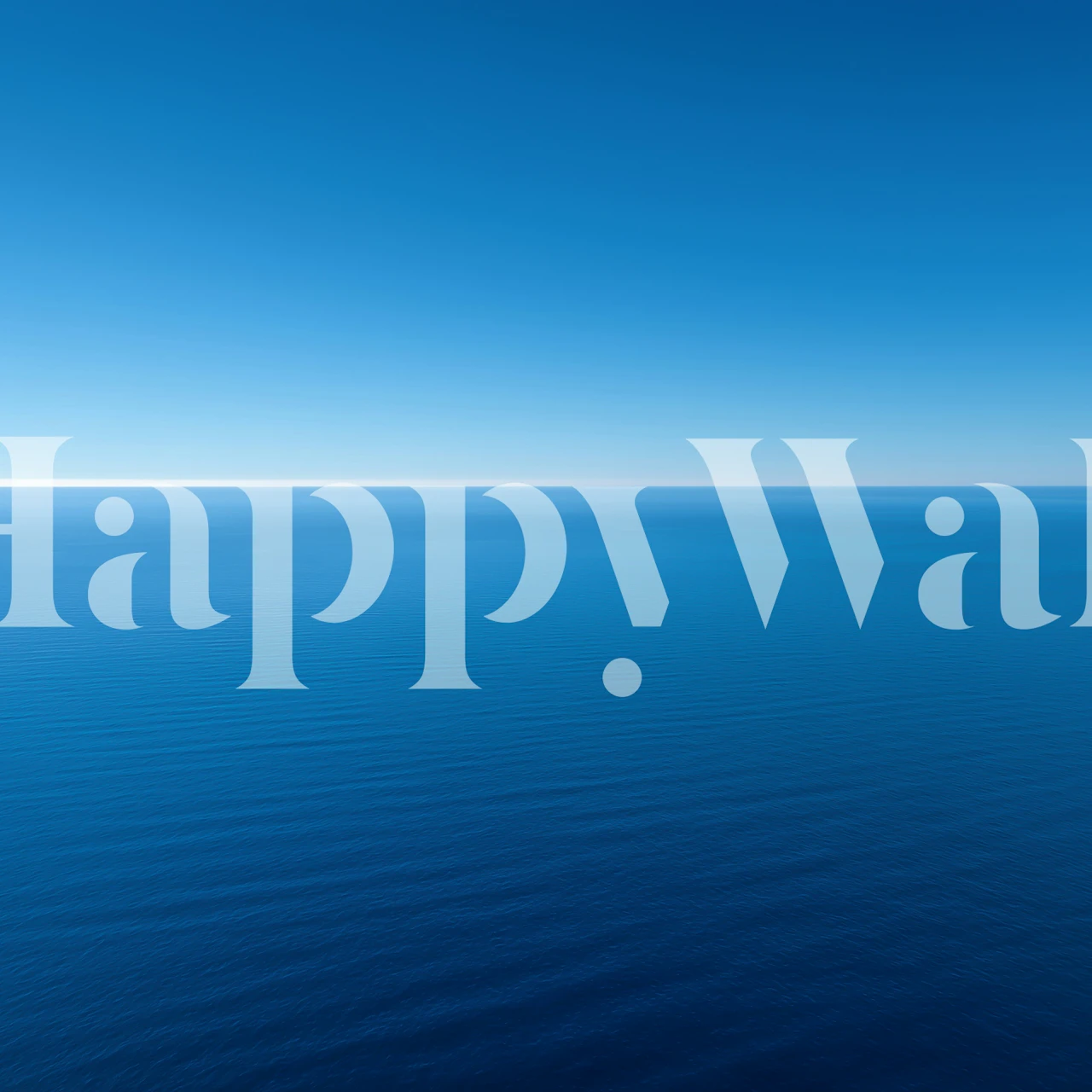 Kalme blauwe oceaanhorizon behang in een kamer